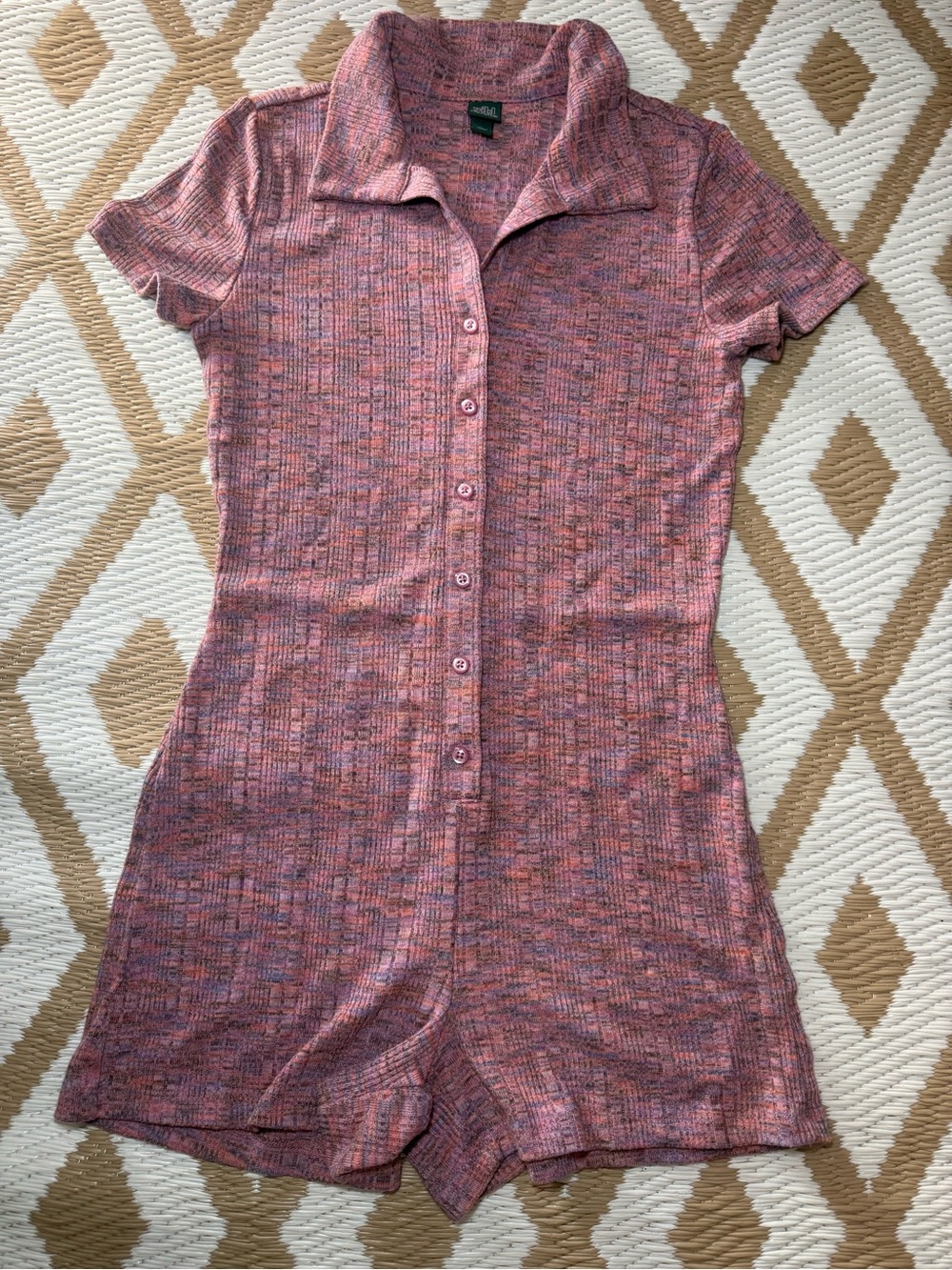 wild fable Pink and Purple Ribbed Button Romper Sweater